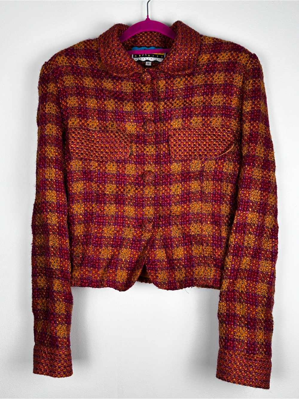 Vintage Against Gravity Plaid Wool Rayon Jacket Made in USA Women’s Size 5